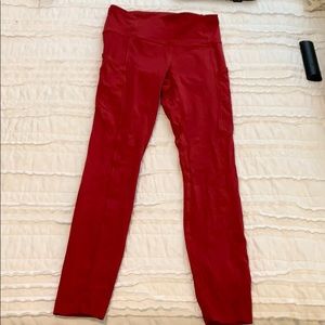 Red Lululemon Fast and Free legging